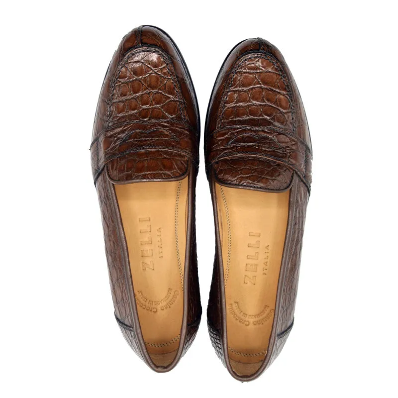 11-119-CGN TUSCANY Crocodile Penny Loafer, Cognac