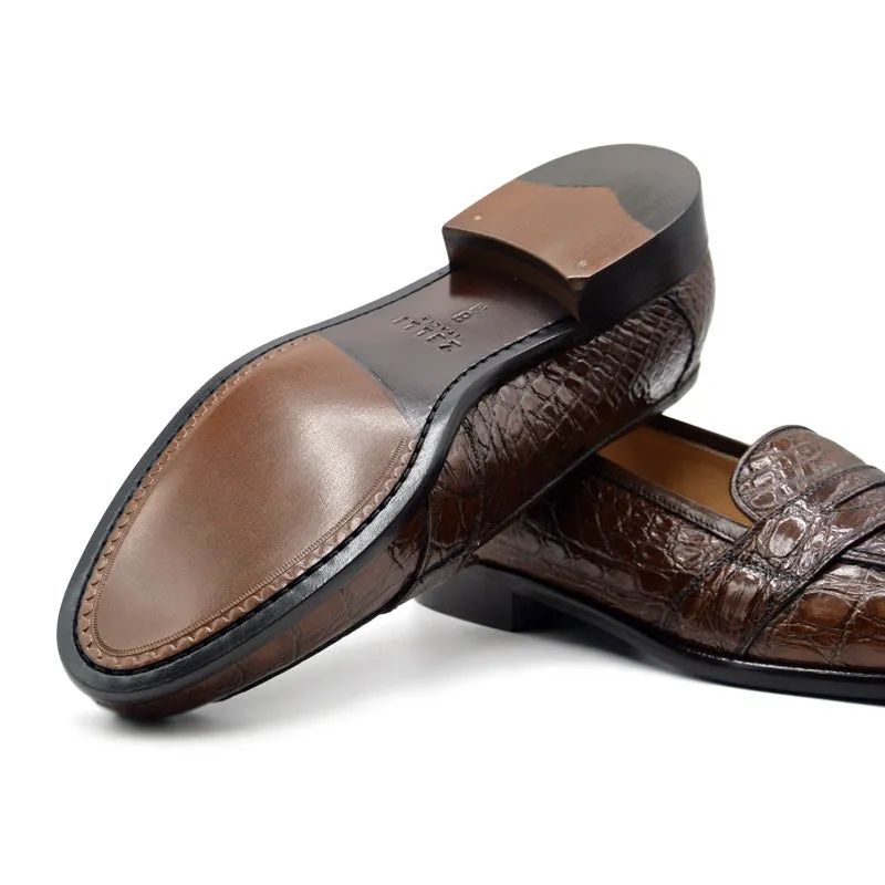 11-119-CGN TUSCANY Crocodile Penny Loafer, Cognac