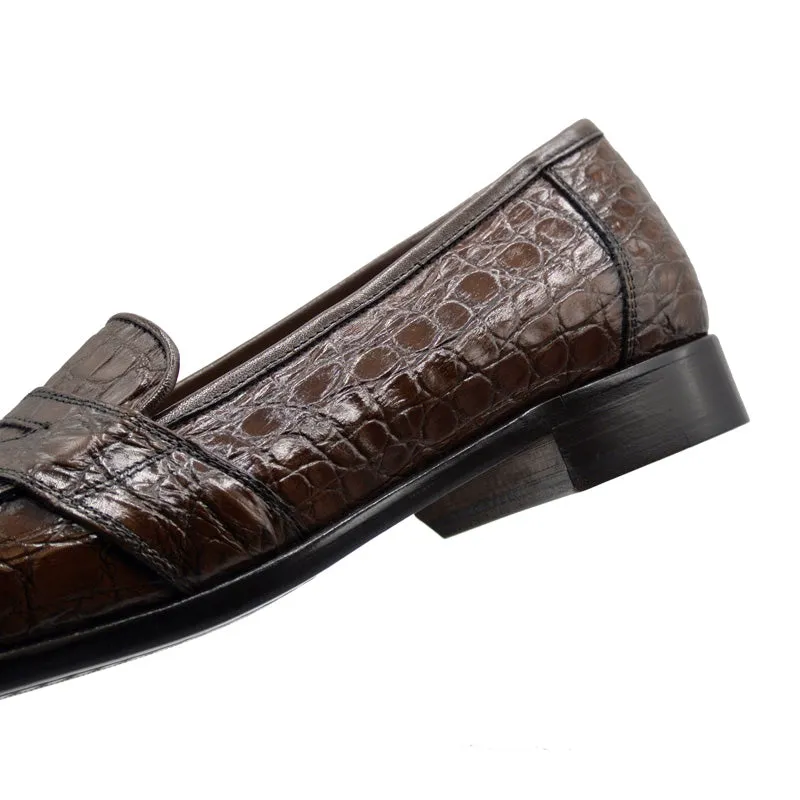 11-119-CGN TUSCANY Crocodile Penny Loafer, Cognac