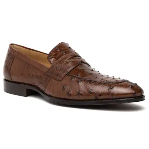 13-500-BRN ROMA Ostrich Quill Penny Loafer, Brown