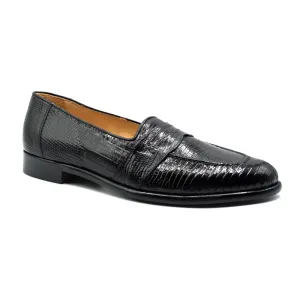 14-202-BLK ROSSI Teju Lizard Penny Loafer, Black