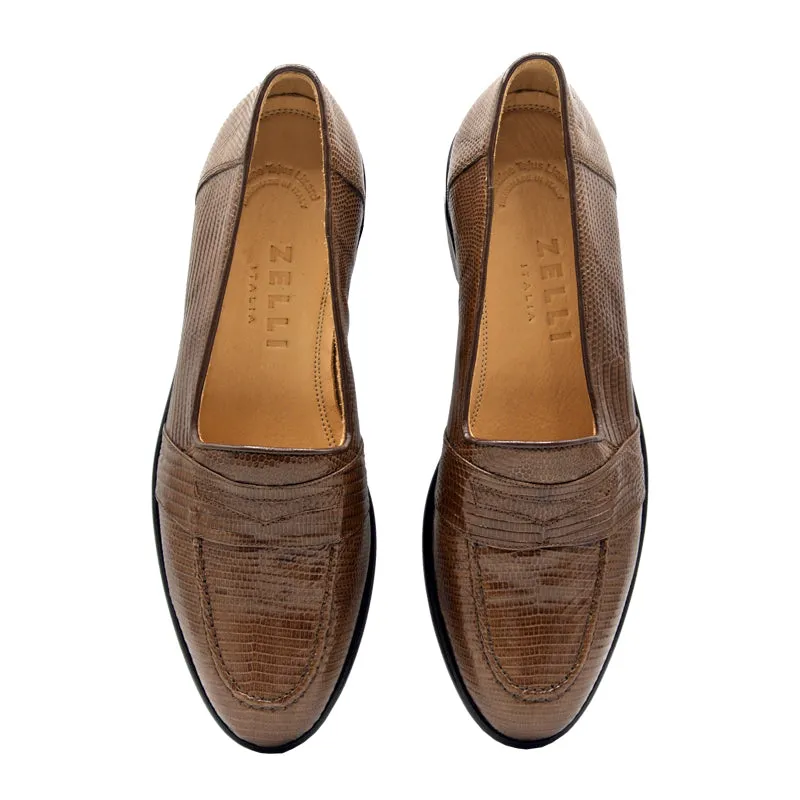 14-202-CGN ROSSI Teju Lizard Penny Loafer, Cognac