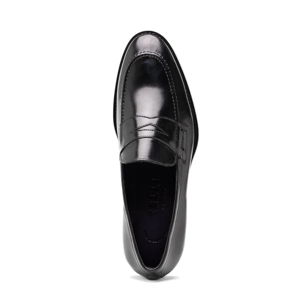 15-400-BLK ROMA Hand Burnished Calfskin Penny Loafer Black