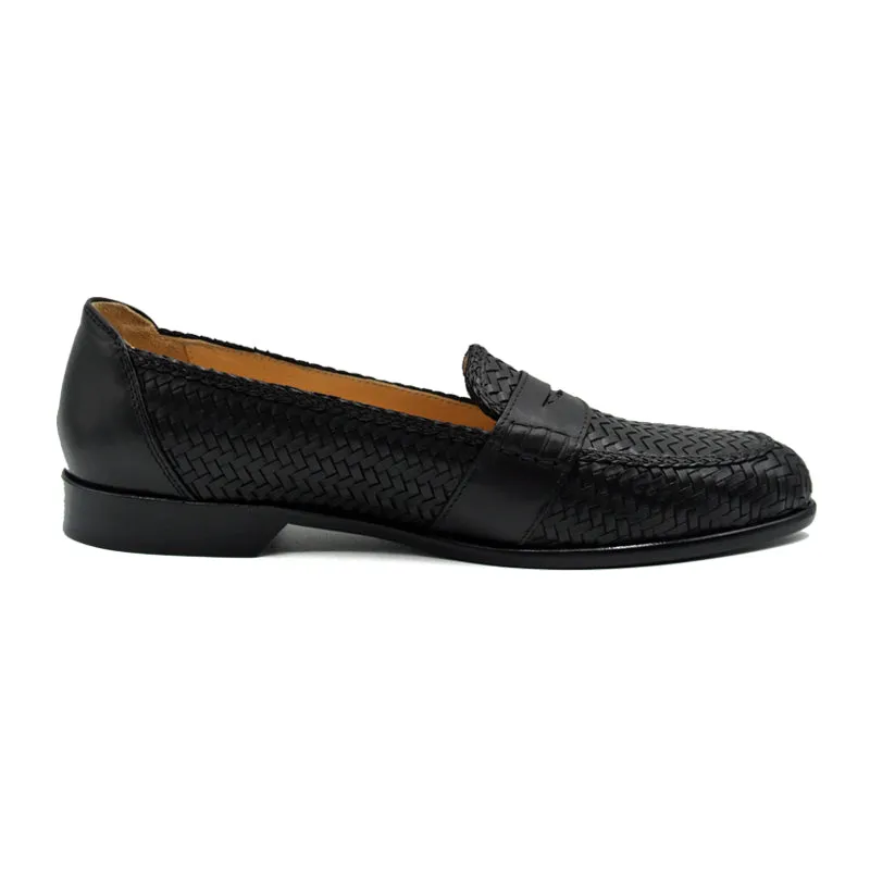 15-585-BLK NICOLA Italian Calfskin Basketweave, Black