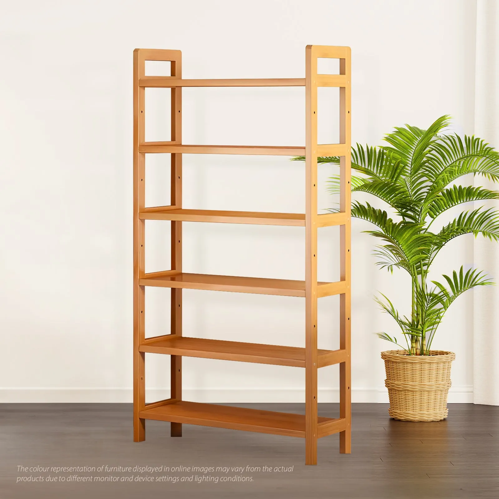 6-Tier Bamboo Bookshelf Storage Rack-90CM