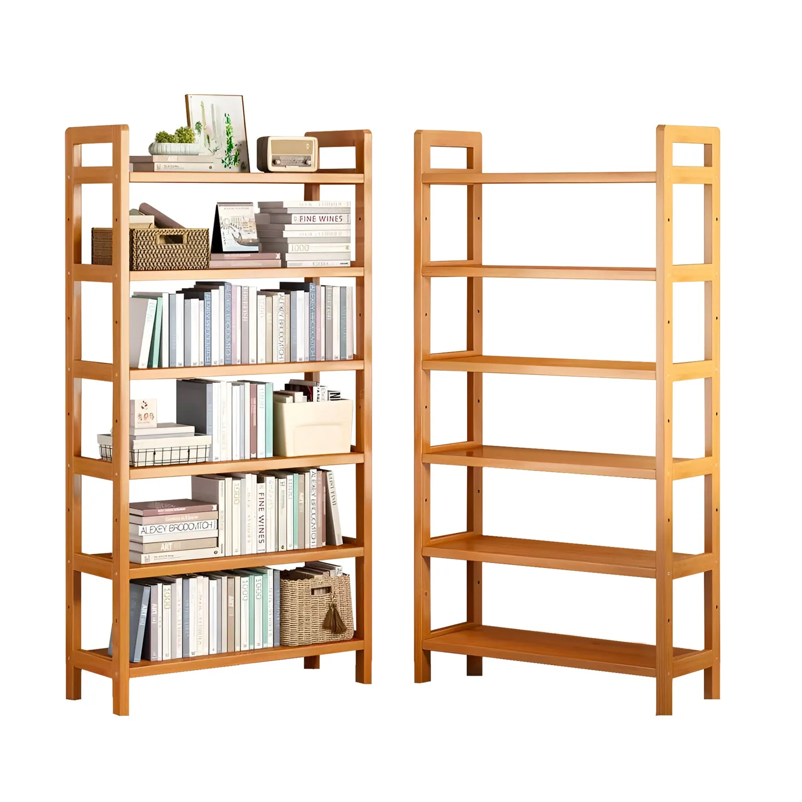 6-Tier Bamboo Bookshelf Storage Rack-90CM