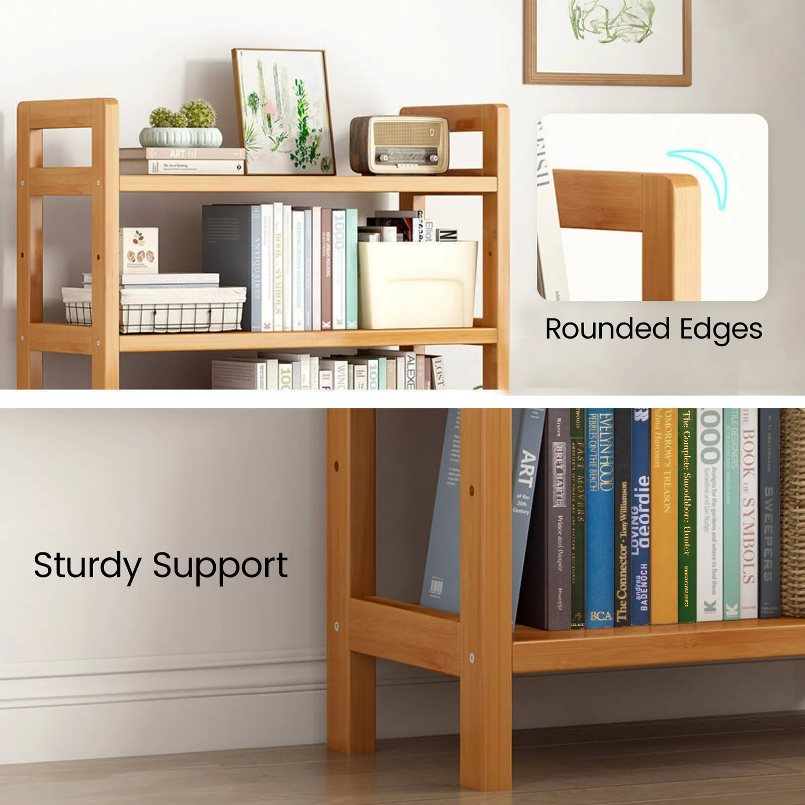 6-Tier Bamboo Bookshelf Storage Rack-90CM