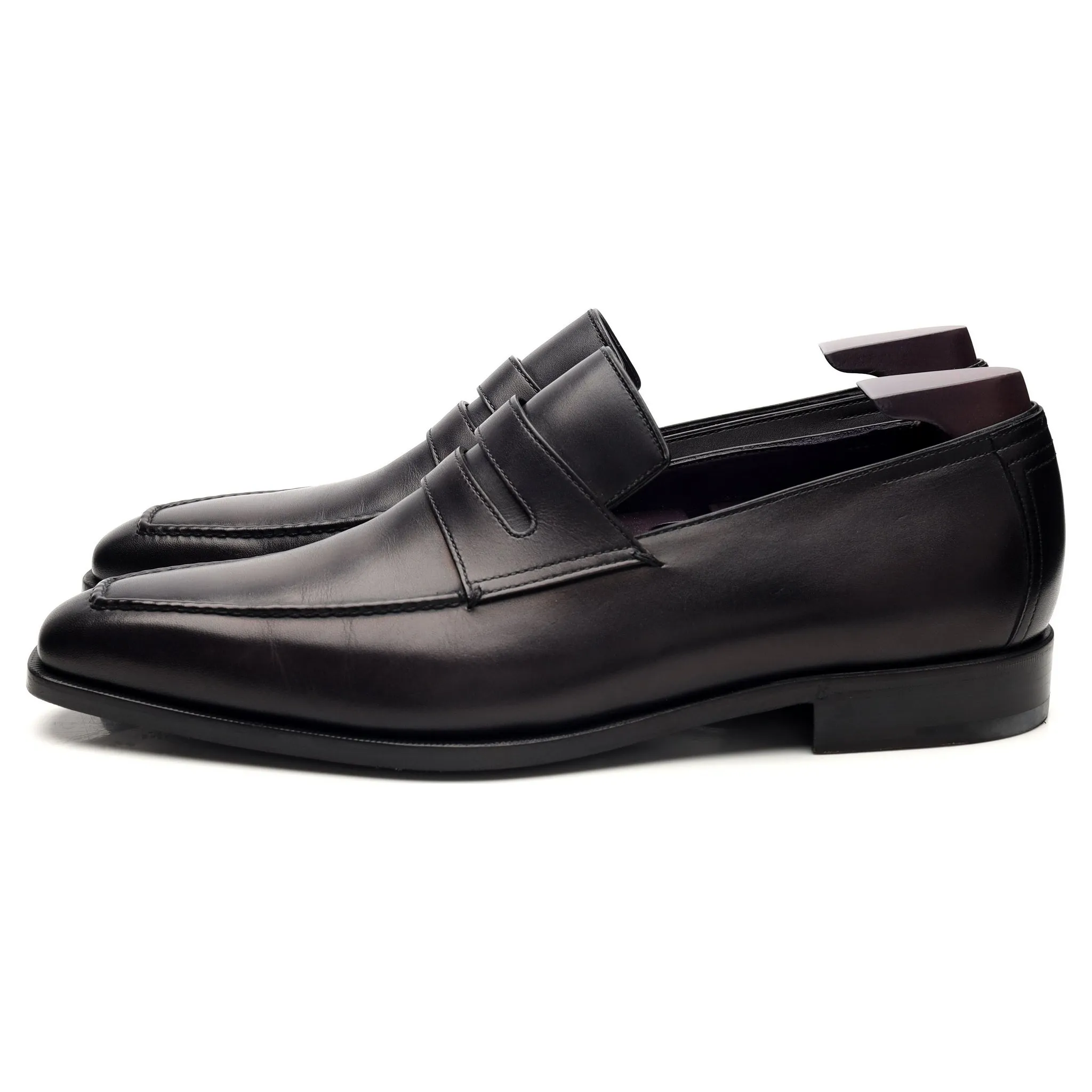 'Andy' Black Patina Leather Loafers UK 9