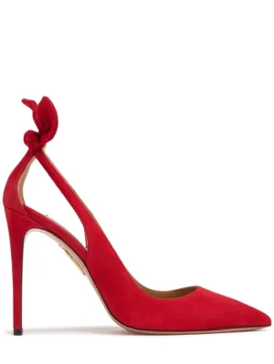 Aquazzura   105mm Bow Tie suede pumps 