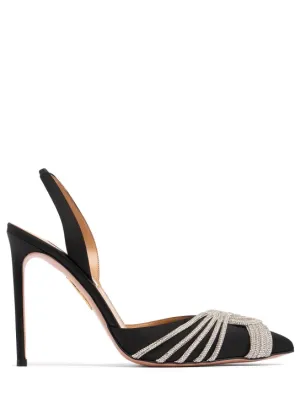 Aquazzura   105mm Gatsby satin slingback pumps 