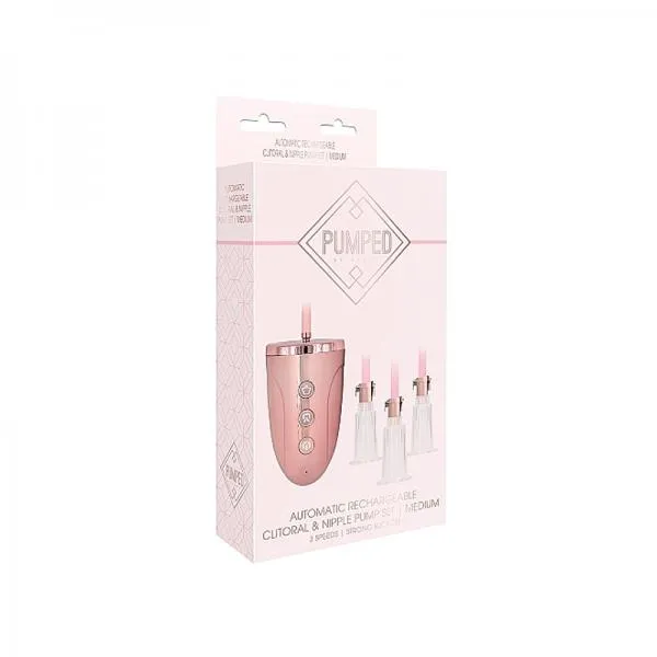 Automatic Rechargeable Clitoral & Nipple Pump Set - Medium - Pink