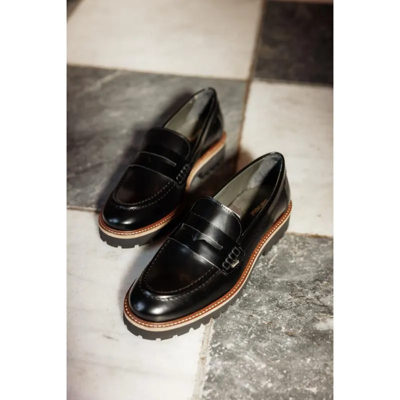 Barbour Ludlow Penny Leather Ladies Loafer - Black Polido