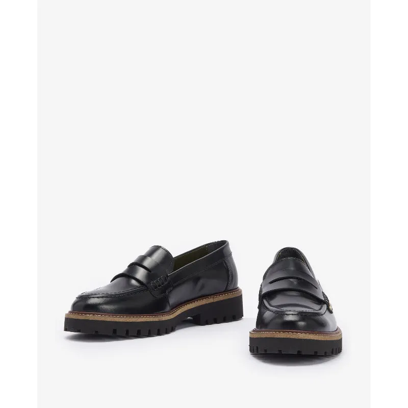 Barbour Ludlow Penny Leather Ladies Loafer - Black Polido