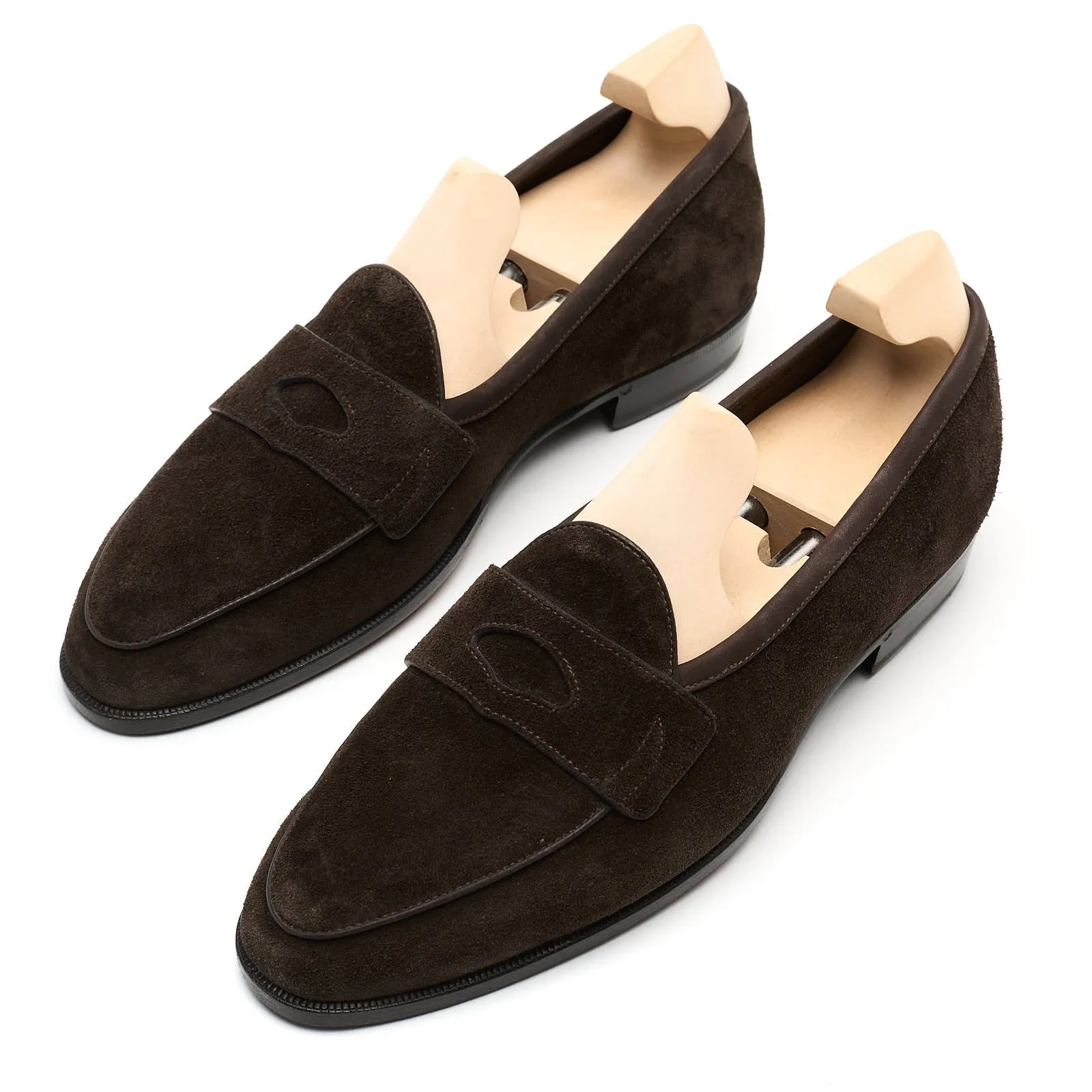 BAUDOIN & LANGE Grand Fenelon Brown Suede Leather Penny Loafers EU 41 NEW US 8