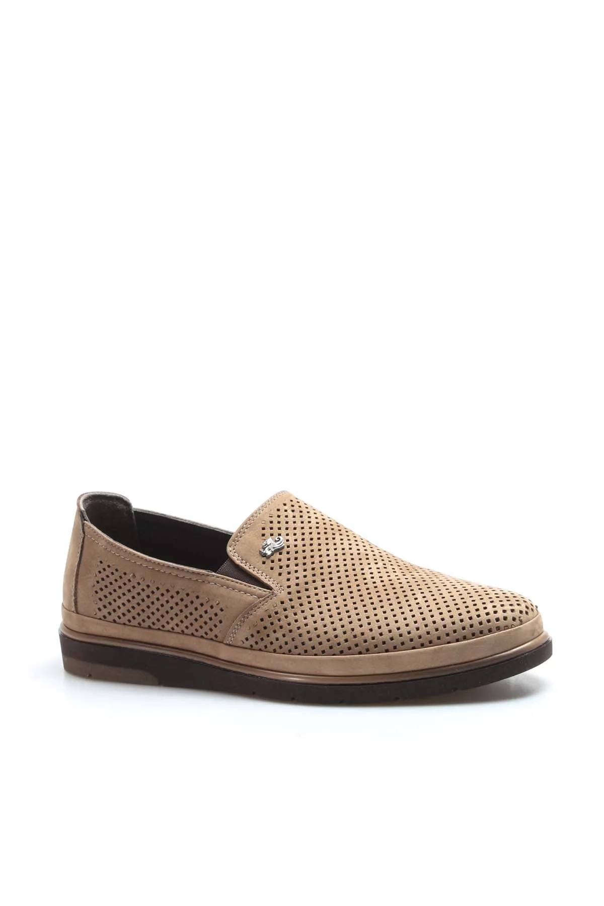 Beige Perforated Leather Loafers Wessi