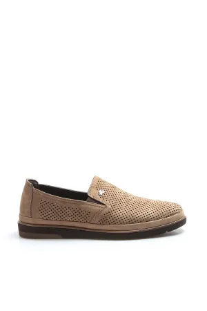 Beige Perforated Leather Loafers Wessi