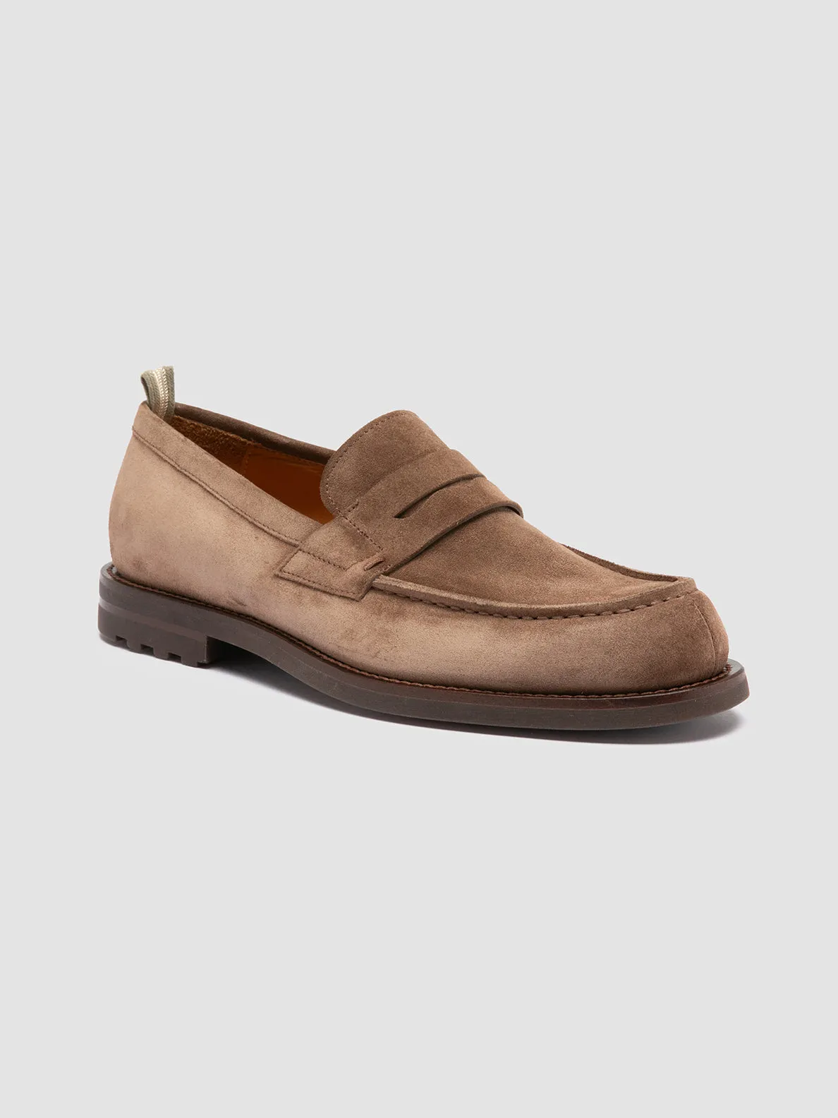 BELMONDO 006 - Taupe Suede Penny Loafers