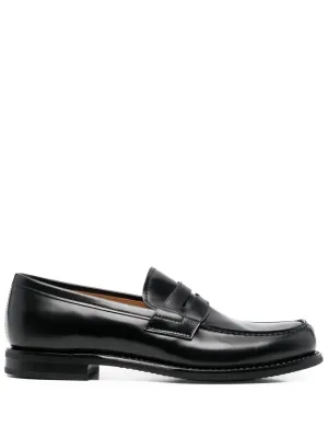 Black Calf Leather Penny Loafers