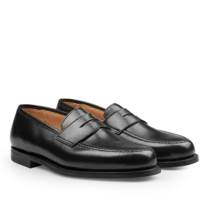 Black Fine Calf Leather Boston Loafers