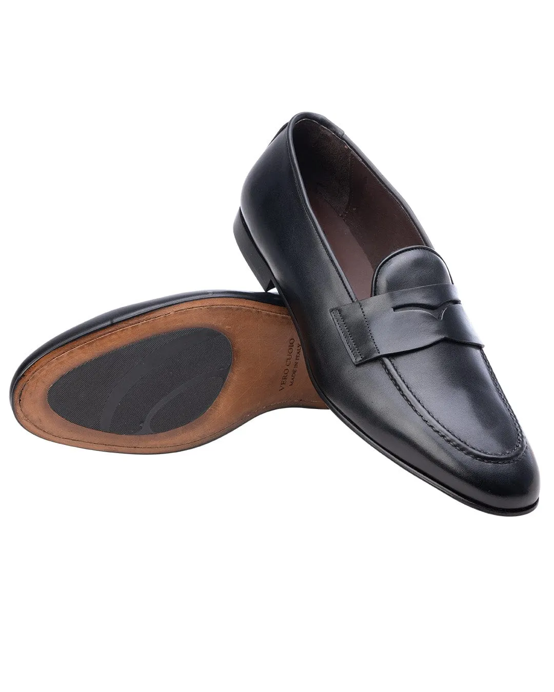 Black Made in Italy Penny Loafers