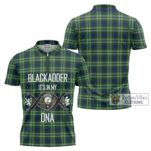 Blackadder Tartan Zipper Polo Shirt with Family Crest DNA In Me Style