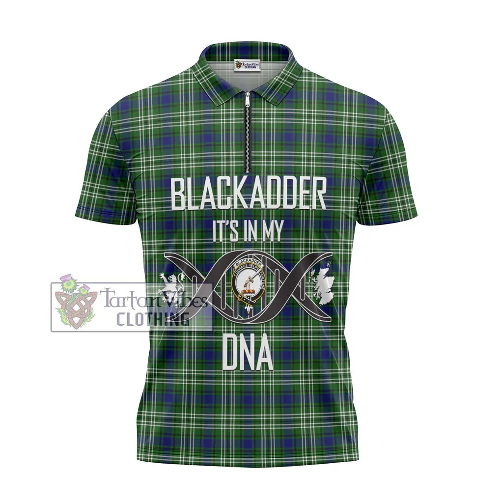 Blackadder Tartan Zipper Polo Shirt with Family Crest DNA In Me Style