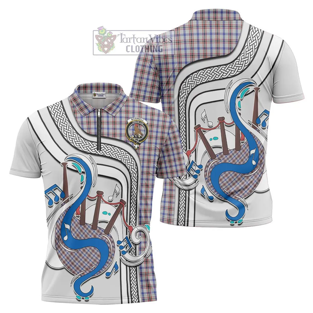 Boswell Tartan Zipper Polo Shirt with Epic Bagpipe Style