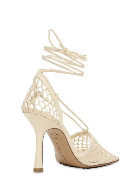 Bottega Veneta   90mm Stretch mesh &amp; leather pumps 