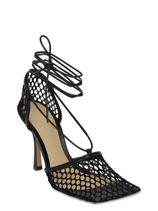 Bottega Veneta   90mm Stretch mesh &amp; leather pumps 