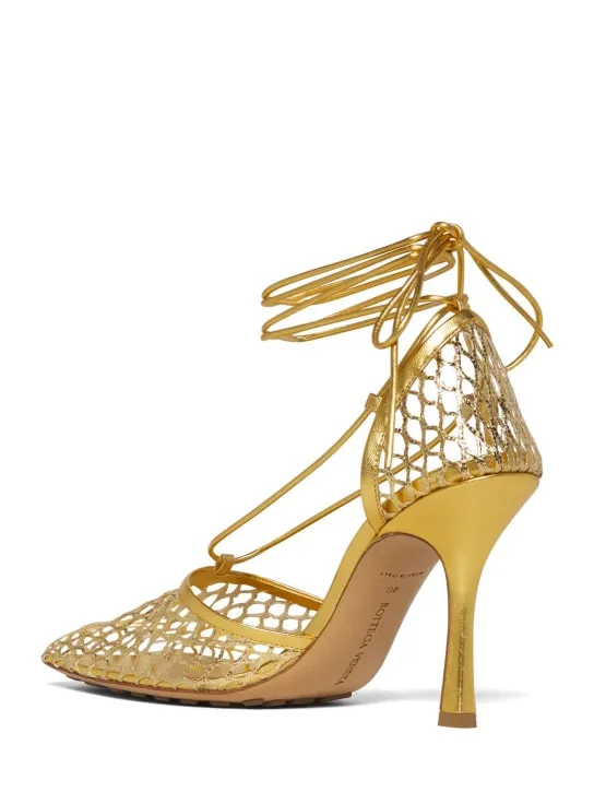 Bottega Veneta   90mm Stretch mesh &amp; leather pumps 