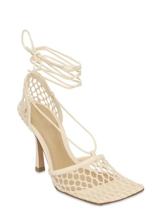 Bottega Veneta   90mm Stretch mesh &amp; leather pumps 