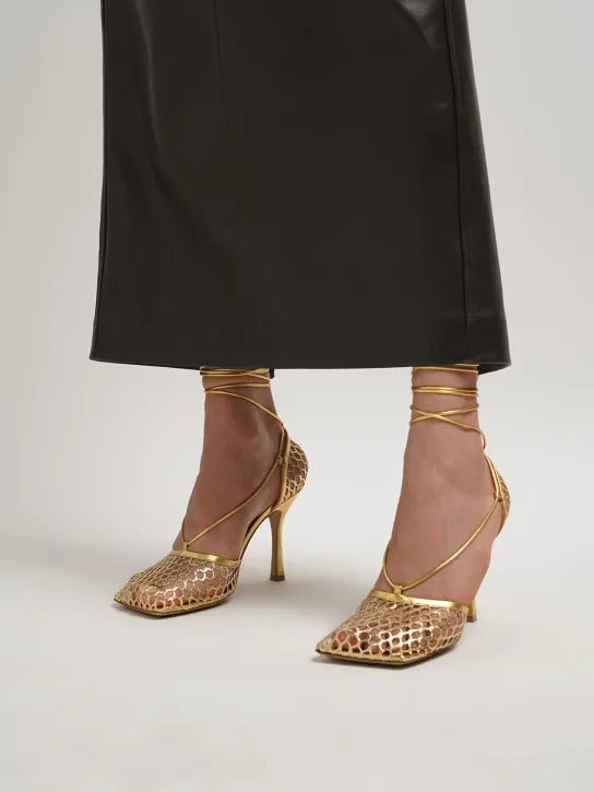 Bottega Veneta   90mm Stretch mesh &amp; leather pumps 