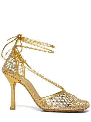 Bottega Veneta   90mm Stretch mesh &amp; leather pumps 