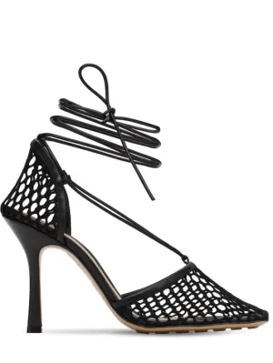 Bottega Veneta   90mm Stretch mesh &amp; leather pumps 