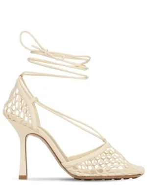 Bottega Veneta   90mm Stretch mesh &amp; leather pumps 