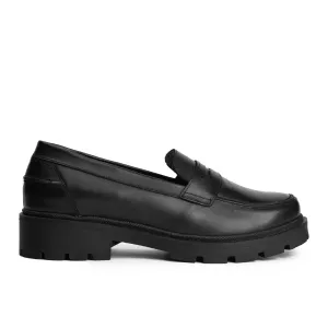 Brio Derby Lug Sole Penny Loafers-Black