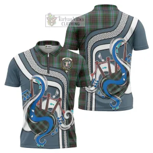 Brodie Hunting Tartan Zipper Polo Shirt with Epic Bagpipe Style