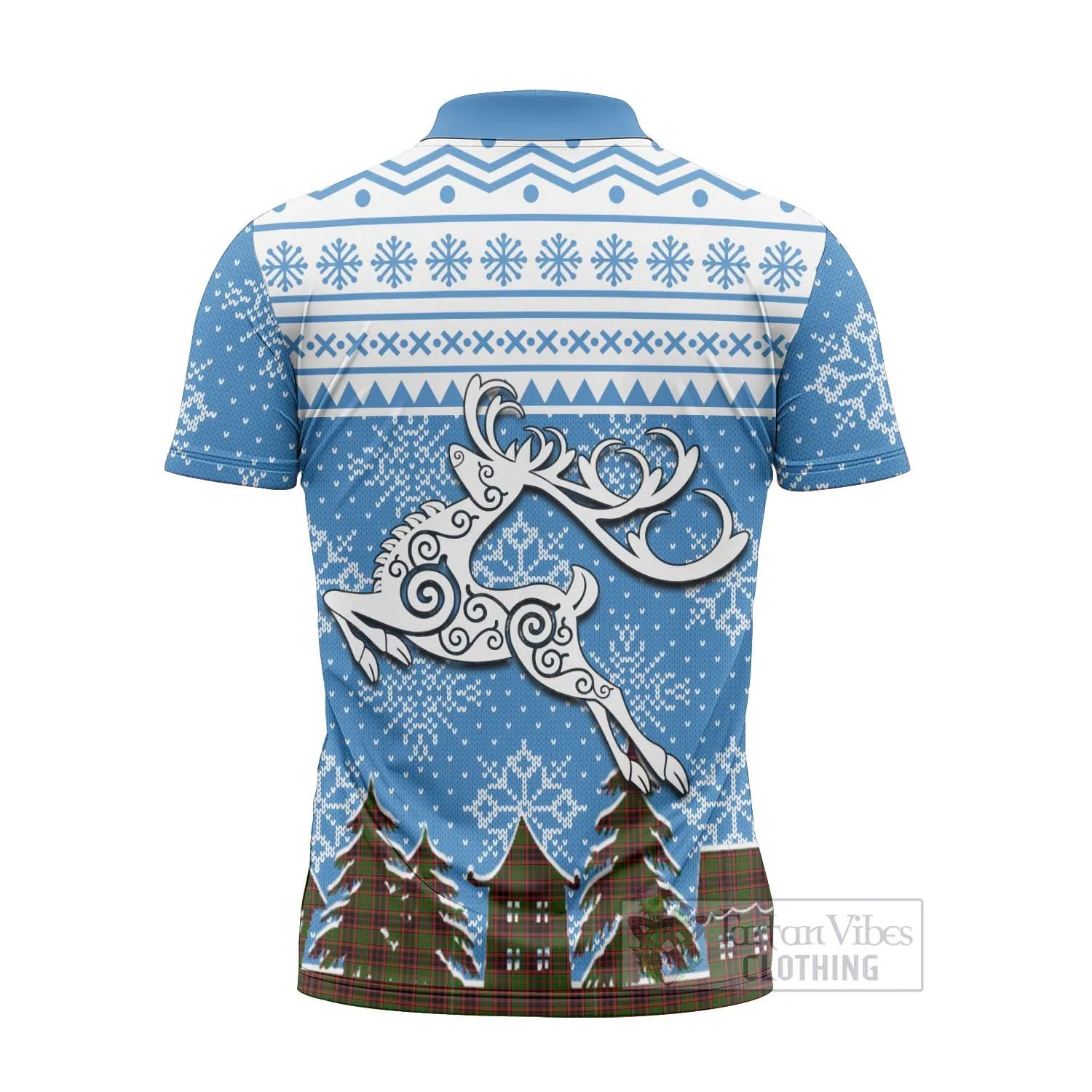 Buchan Clan Christmas Zipper Polo Shirt Celtic Reindeer Style