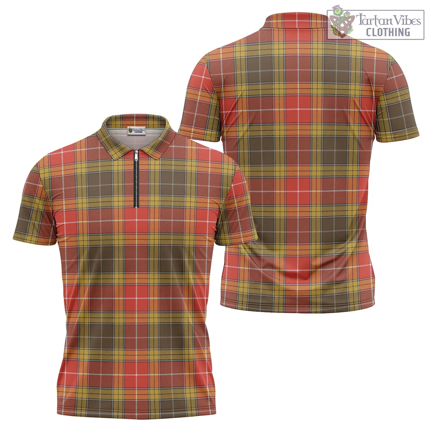 Buchanan Old Set Weathered Tartan Zipper Polo Shirt