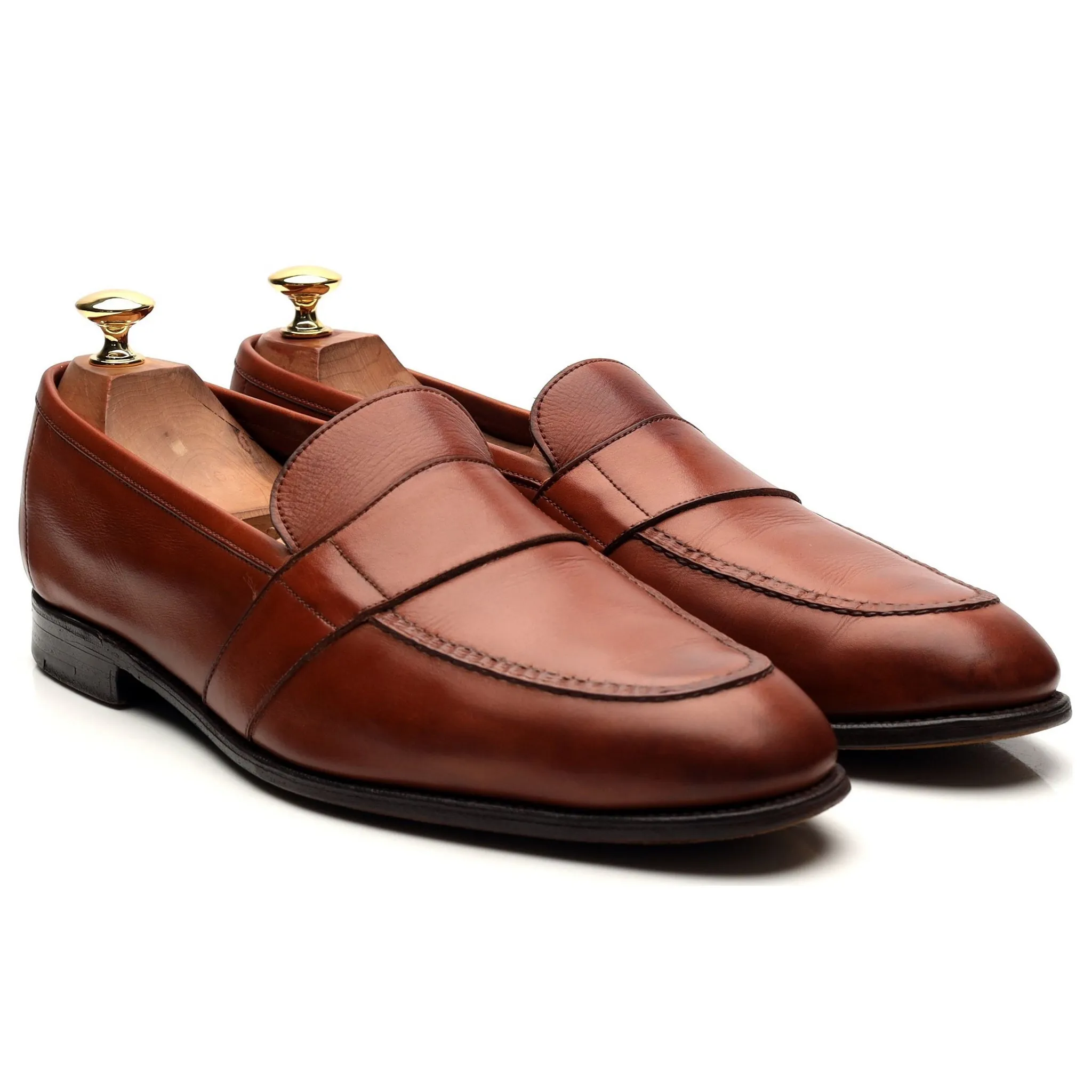 'Buckingham' Tan Brown Leather Loafers UK 9.5 E