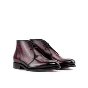 Burgundy Marble Patina Leather Chukka Boots