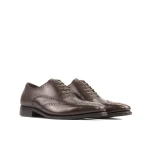 DapperFam Aeron in Dark Brown Men's Italian Leather Full Brogue