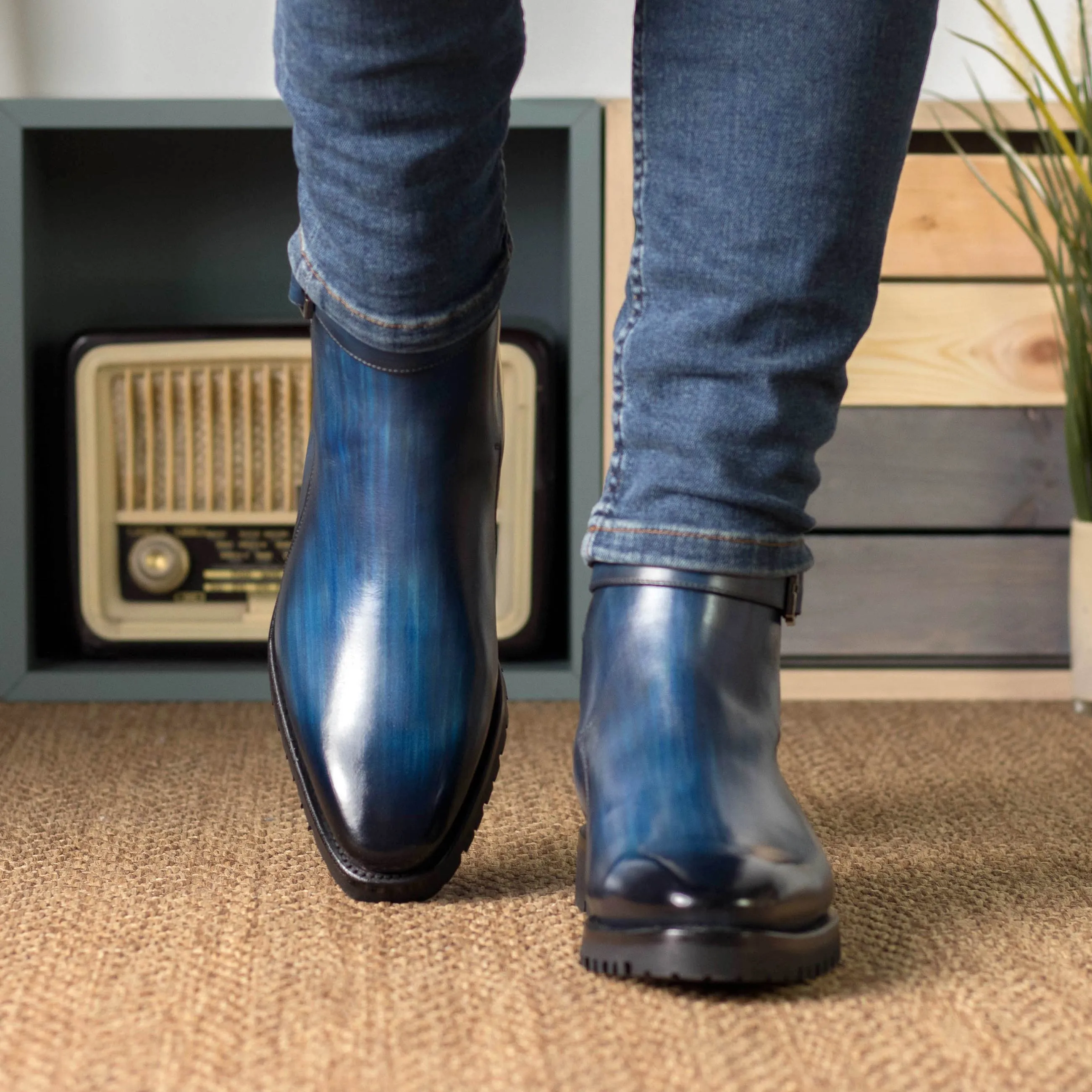 Denim Blue Patina Jodhpur Boots