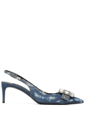 Dolce&amp;Gabbana   60mm Denim patchwork slingback pumps 