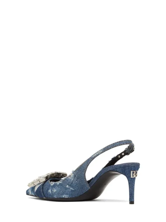 Dolce&amp;Gabbana   60mm Denim patchwork slingback pumps 