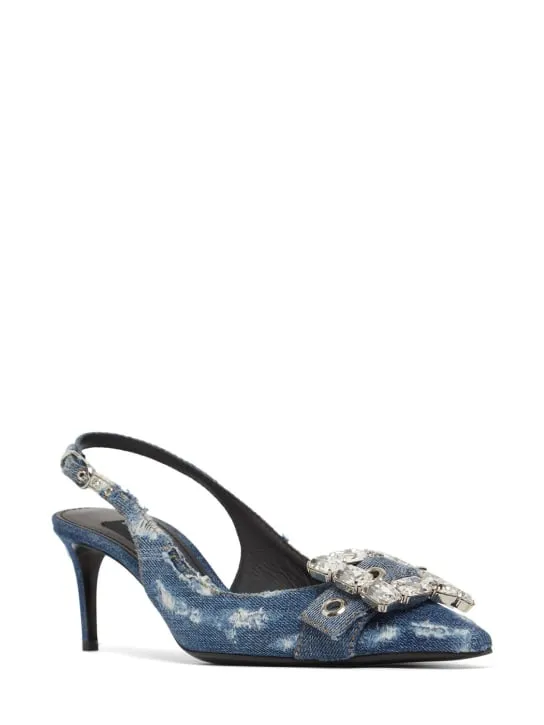 Dolce&amp;Gabbana   60mm Denim patchwork slingback pumps 