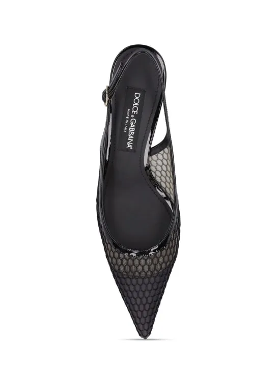 Dolce&amp;Gabbana   60mm Leather &amp; mesh slingback pumps 