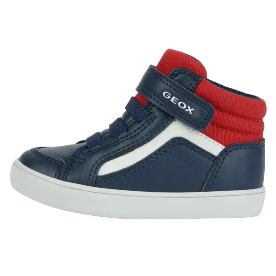 Geox scarpa alta da bambino con laccio elastico e velcro Gisli B361ND 05410 C0735 blu-rosso