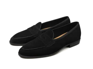 Grand Fenelon Penny Loafers in Black Noble Suede