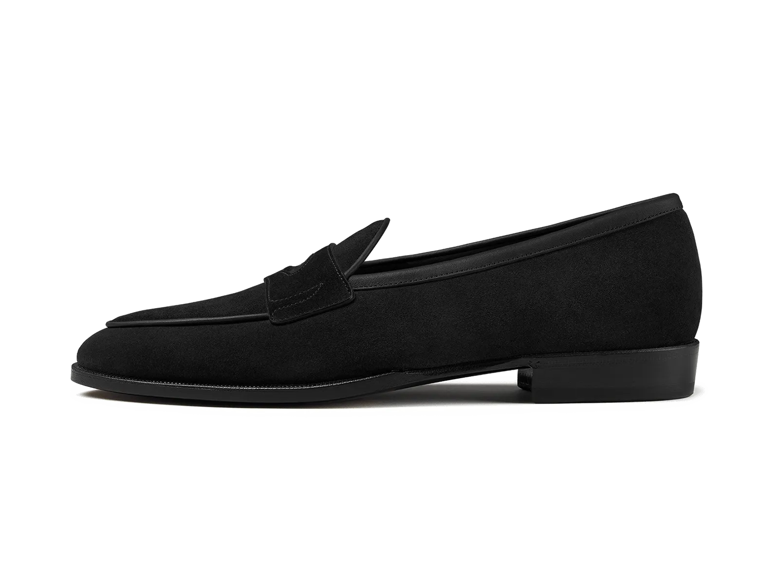 Grand Fenelon Penny Loafers in Black Noble Suede